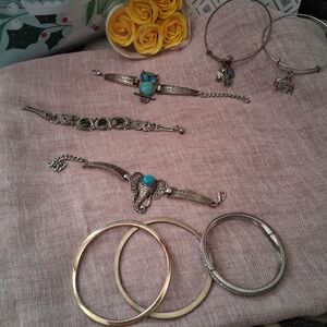 Elegant Silver and Gold Bracelet Set